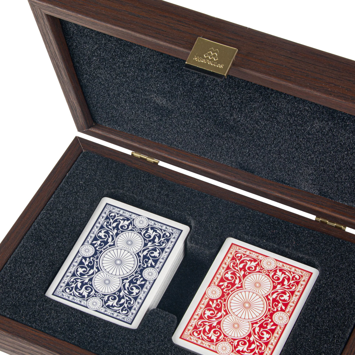 Luxuriöses Manopoulos Spielkarten-Set, Koffer aus karamellfarbenem Kunstleder, 24x17