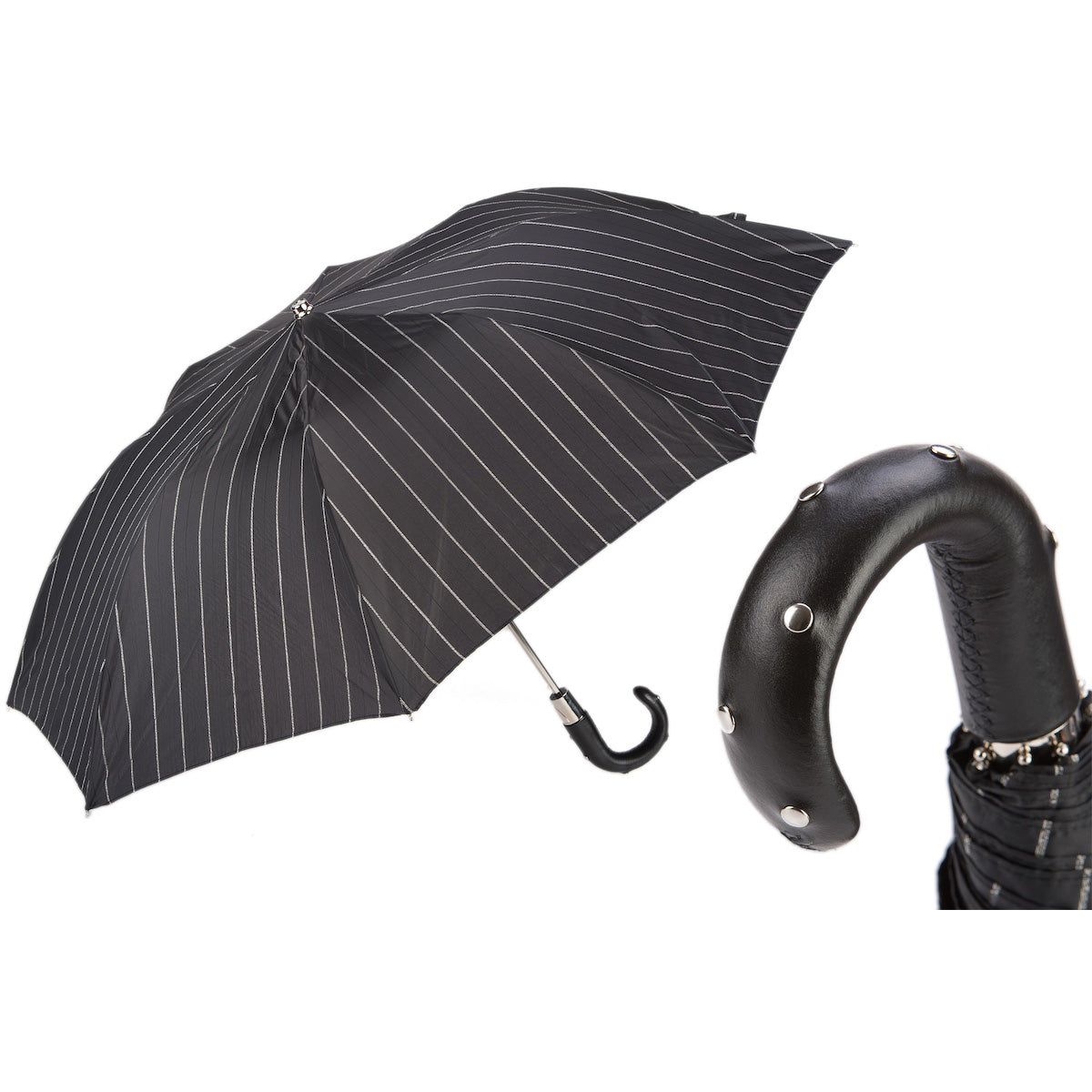 Parasol składany PASOTTI 50 cm, skórzany uchwyt z ćwiekami, Auto Italy