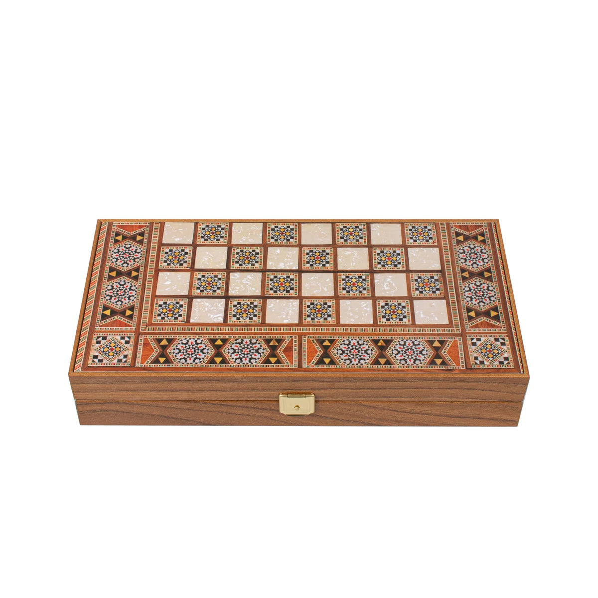 Manopoulos Backgammon-Set aus Wenge-Holz-Nachbildung mit Holzspielsteinen 30x17