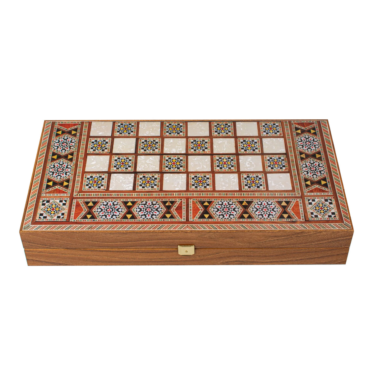 Manopoulos Wenge-Holz-Backgammon-Set (Nachbildung) mit Holzspielsteinen 48x26