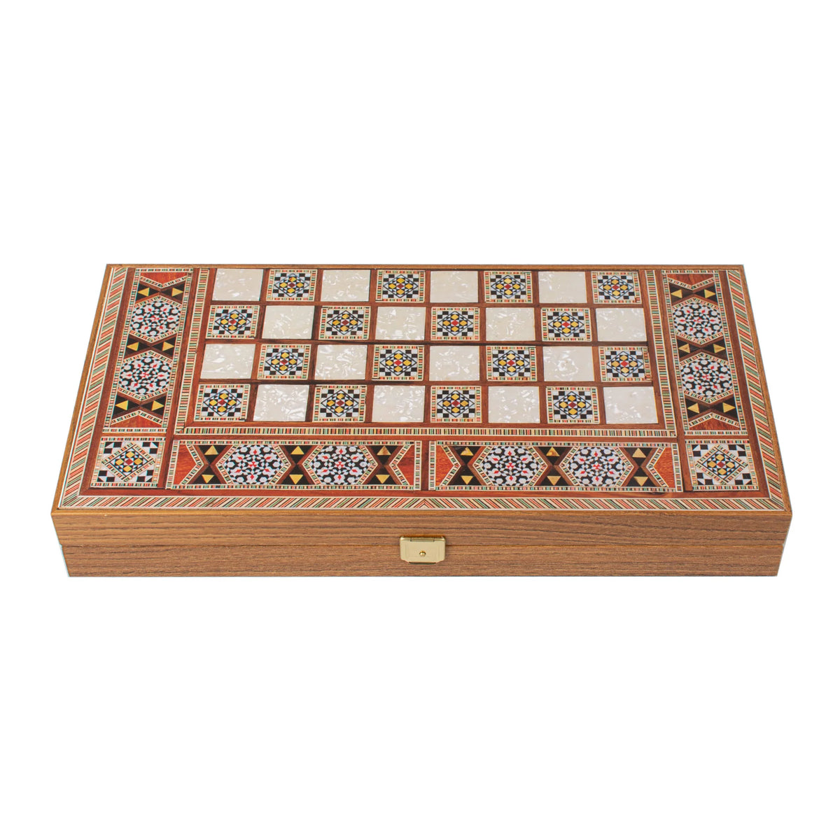 Manopoulos Wenge-Holz-Backgammon-Set-Replik mit Holzsteinen 38x20