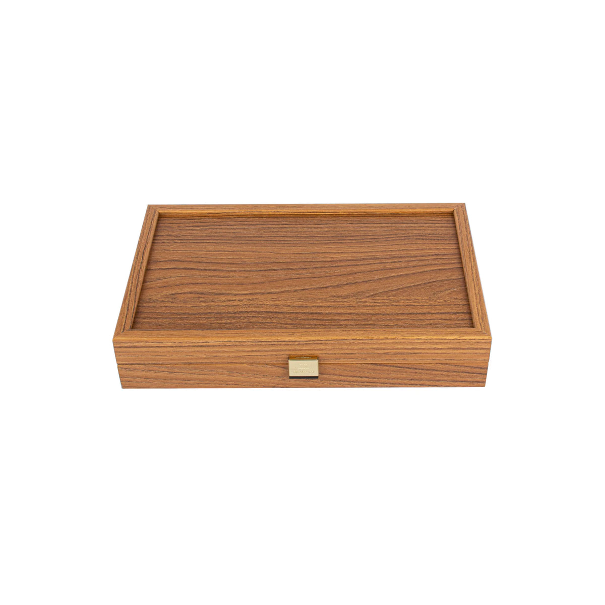 Kompaktes Manopoulos Backgammon-Spiel Walnuss-Replik mit seitlichen Ablagen 30x20